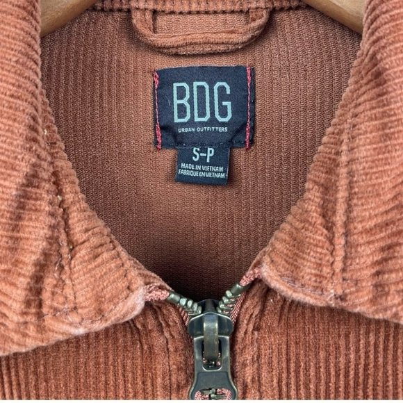 BDG Harrington Corduroy Zip-Up Jacket in Rust Brown Size S - Picture 6 of 7